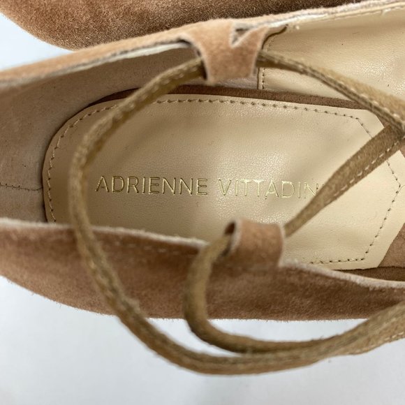 Adrienne Vittadini Brown Suede Lace Up Wedges | High Heel Style - Picture 3 of 10